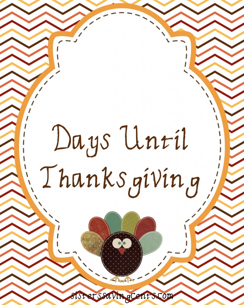 countdown to thanksgiving printable sheet