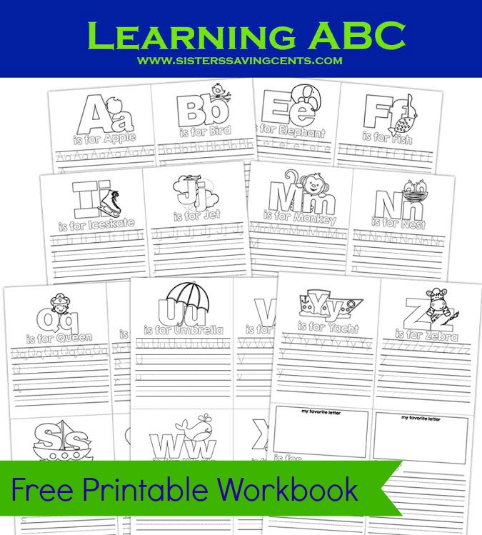 free abc's printable workbook banner